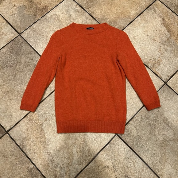 Talbots Pure 100% Cashmere Sweater Women's XS Long Sleeve Orange Pullover - Picture 1 of 7